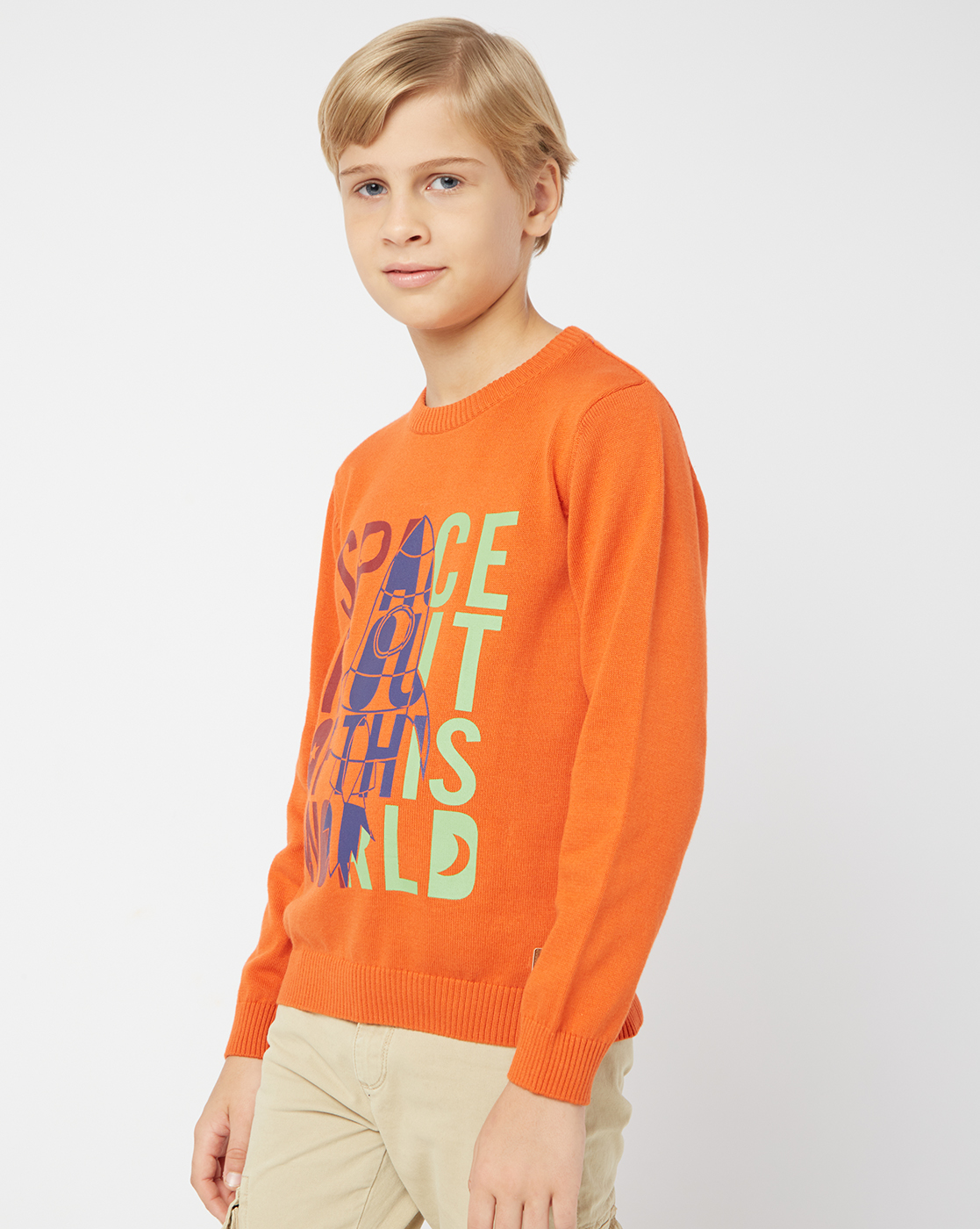 Gas Kids Boys Orange Printed Pullover